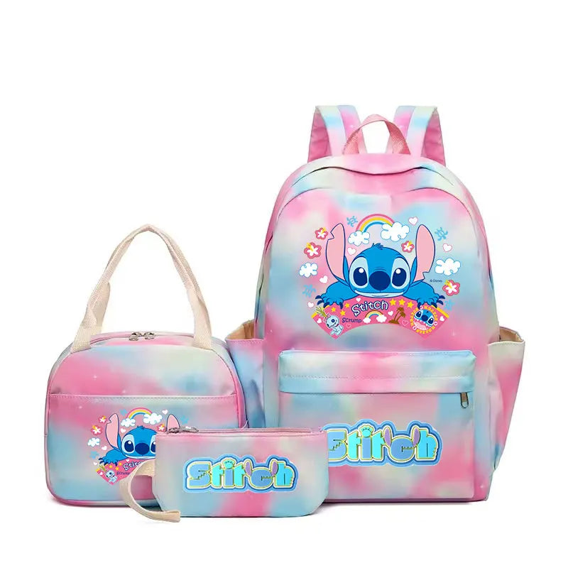 🎀 Lot 3 pièces Stitch pastel – Sac à dos, lunch bag et trousse kawaii