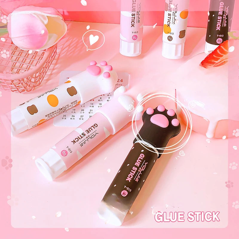 Colle Solide Kawaii – Motif Patte de Chat 🐱 | Bâton Mignon & Portable