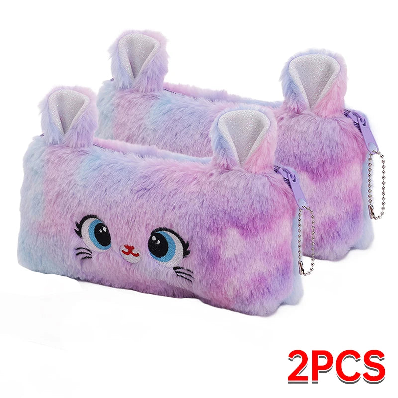 🧸 Trousse Kawaii Peluche – Chat Trop Mignon à Grands Yeux