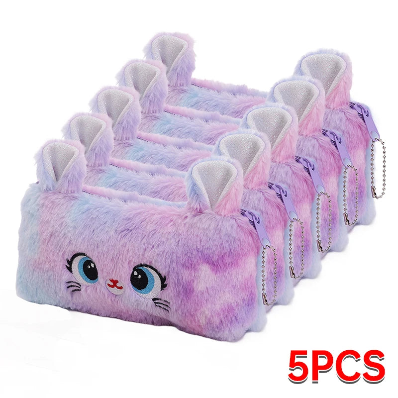 🧸 Trousse Kawaii Peluche – Chat Trop Mignon à Grands Yeux