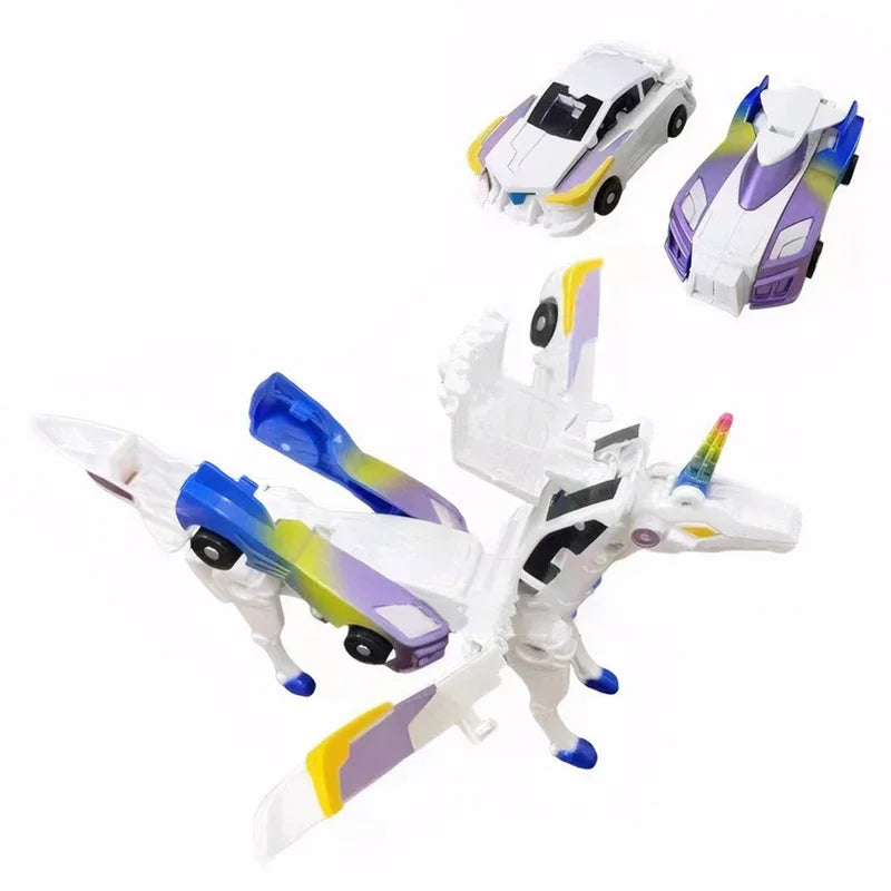 Voiture Licorne Magique – Figurine Transformable Kawaii en Dragon ou Pégase