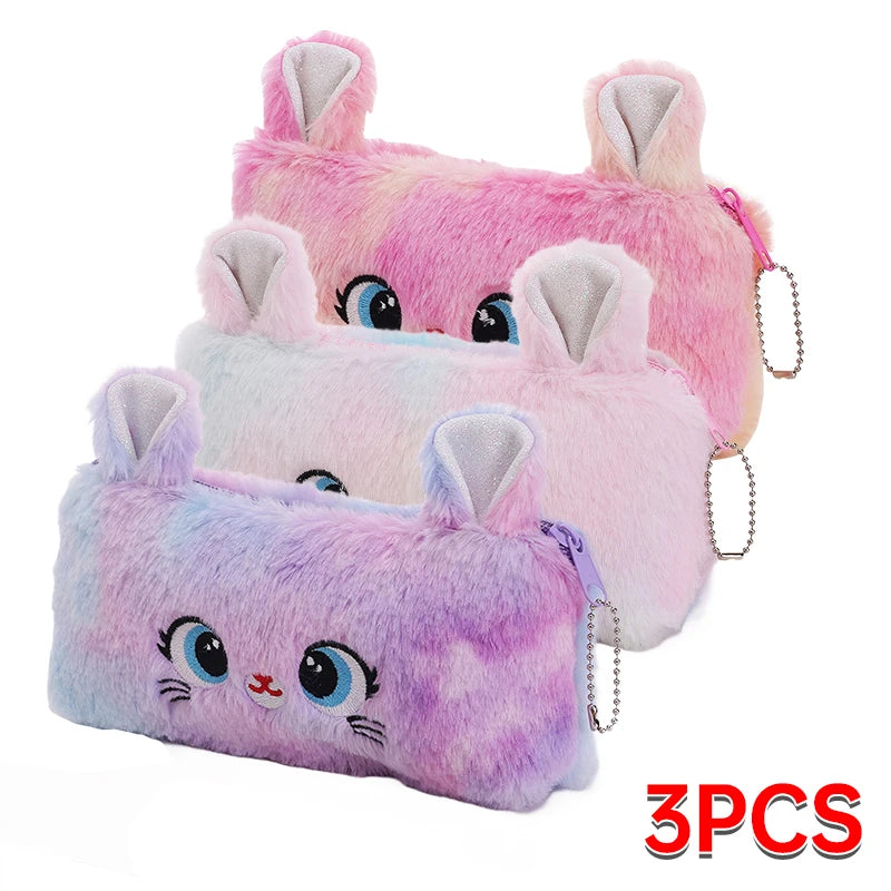🧸 Trousse Kawaii Peluche – Chat Trop Mignon à Grands Yeux