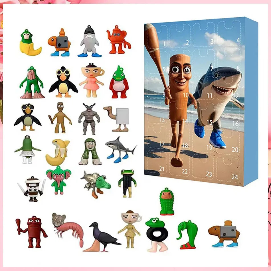 Calendrier de l’Avent Kawaii Brainrot 2025 – 24 Peluches Miniatures Tung Tung Sahur & Friends 🎁✨